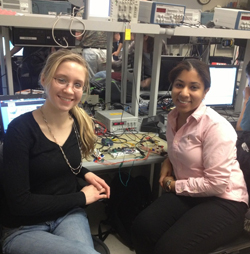 Two students working on a microcontoller project.